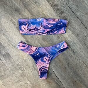Blue and Pink Swirl Bikini Set